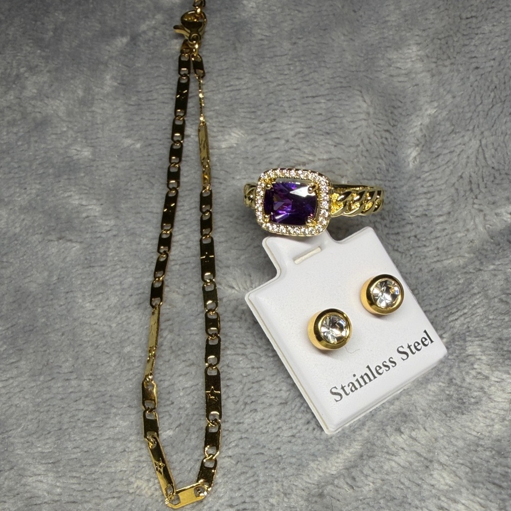 Elegant Gold and Purple Jewelry Set for Tonya💓